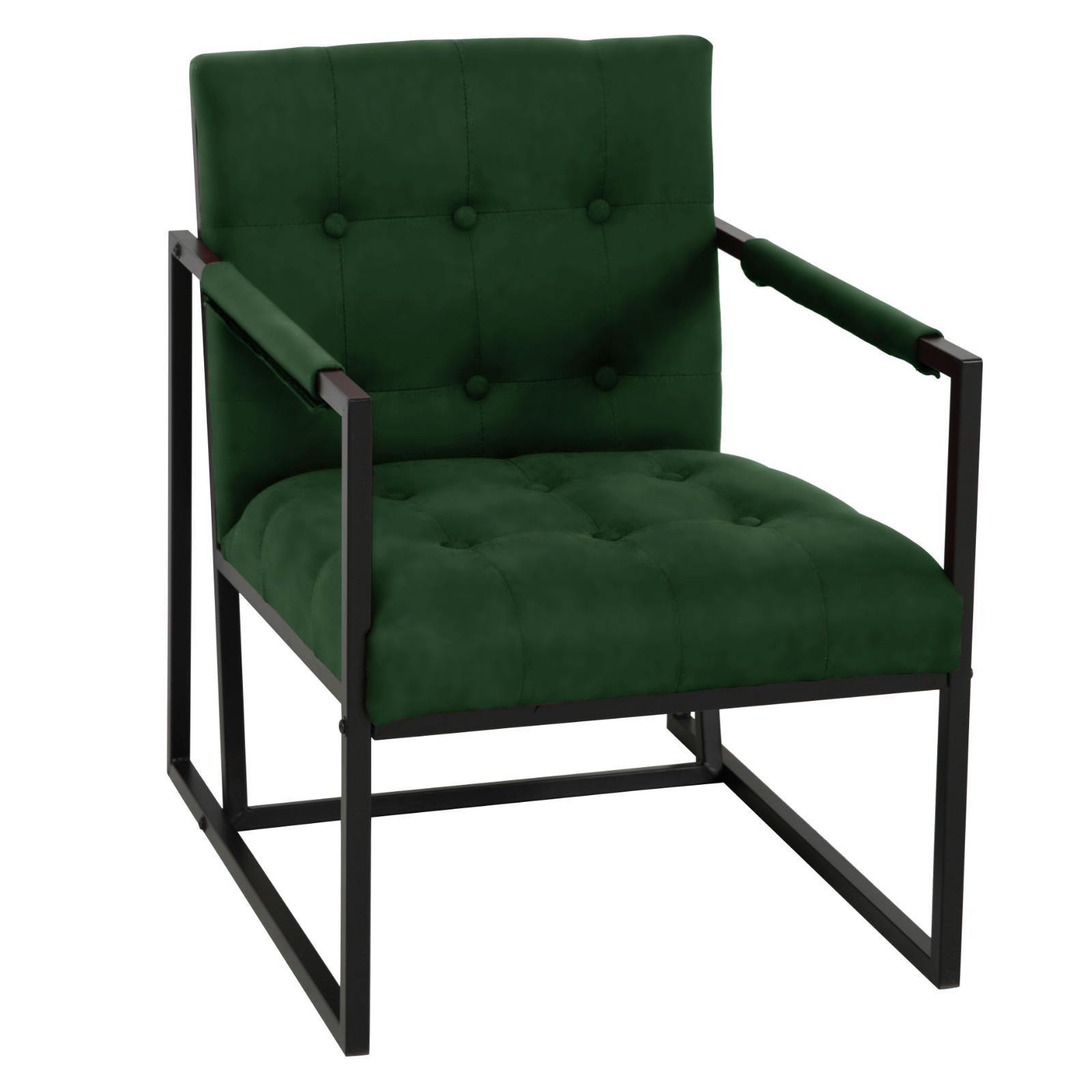 LOUNGESESSEL JONES Samtbezug Dunkelgrün - Schwarz/Grün, Textil/Metall (53/73/69cm) - SVITA