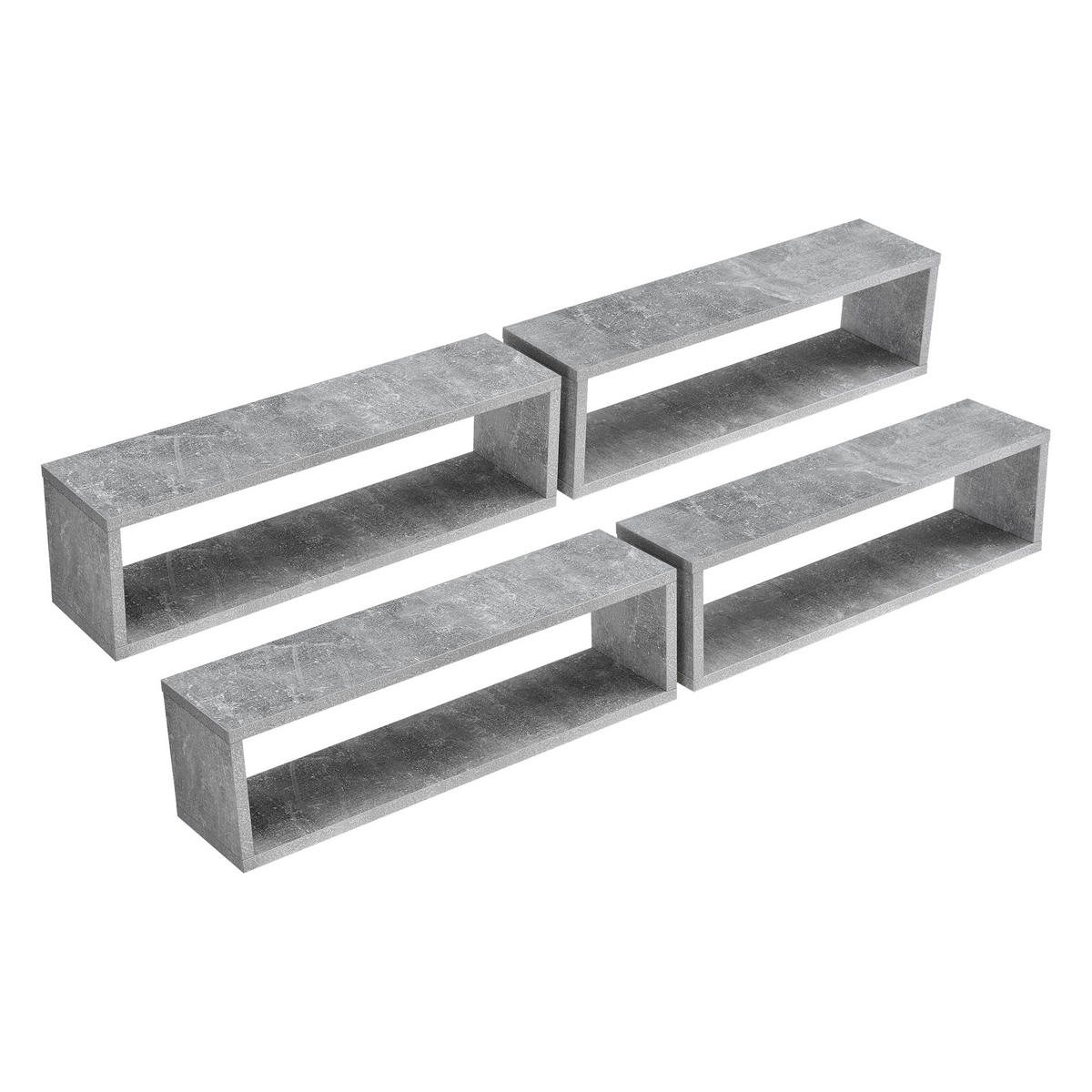 WANDREGAL-SET 4 TLG. Fagernes - Grau, Holzwerkstoff (59/17/14.5cm) - [en.casa]
