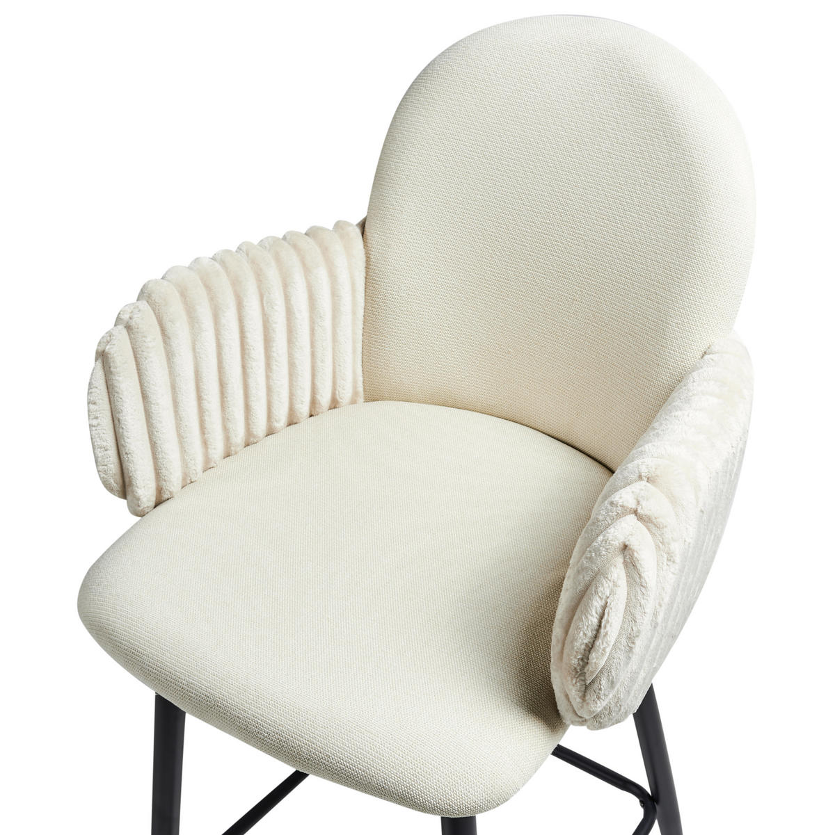 BARSTÜHLEN 2er-Set Hellbeige Amity - Beige/Schwarz, Textil (50/100/54cm) - Beliani