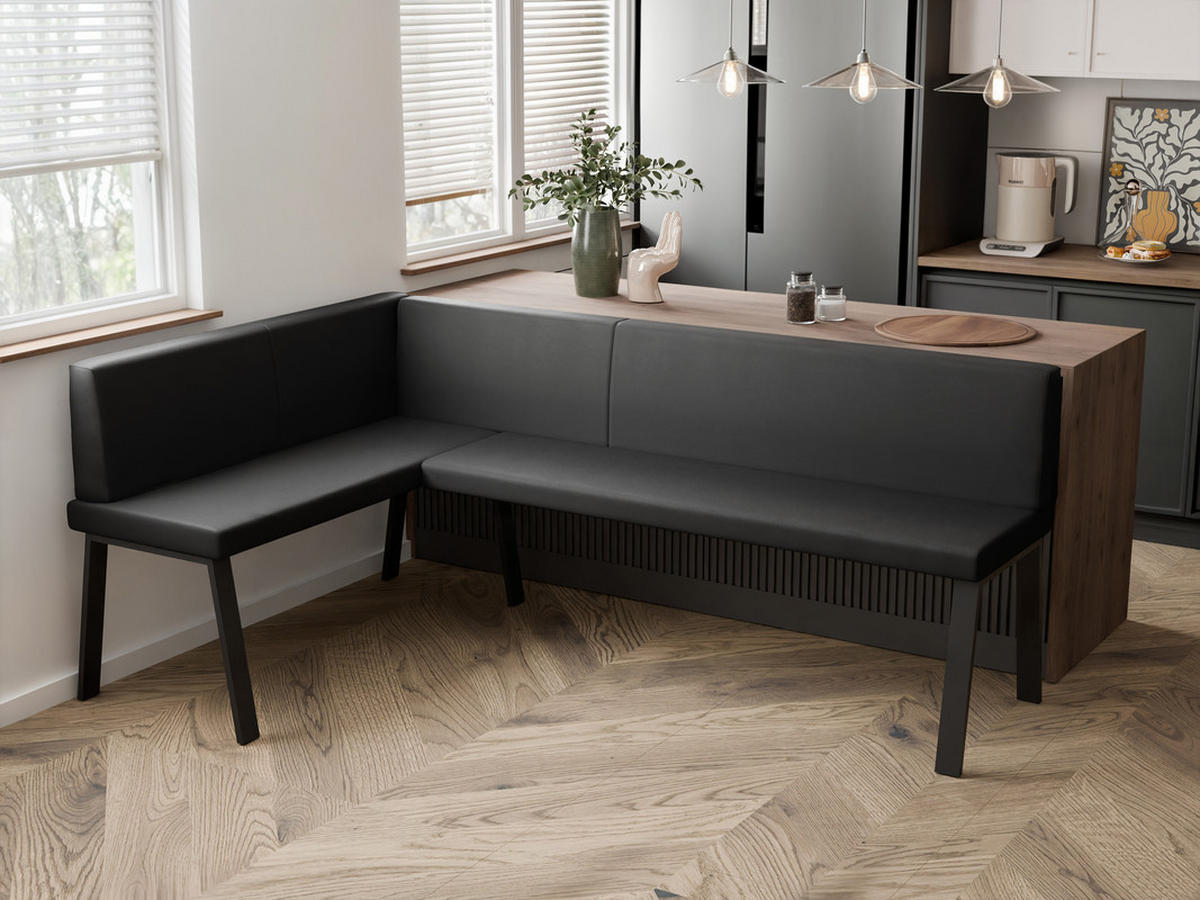 ECKBANK links MONO Y Kunstleder glatt, 128/168 cm Schwarz - Schwarz, Kunststoff/Textil (128/168cm) - Idohome