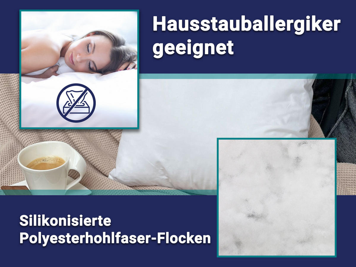 KOPFKISSEN, 40x40 cm, 65% Polyester, 35% Baumwolle, Weiß - Weiß, Textil (40/40cm) - Zollner