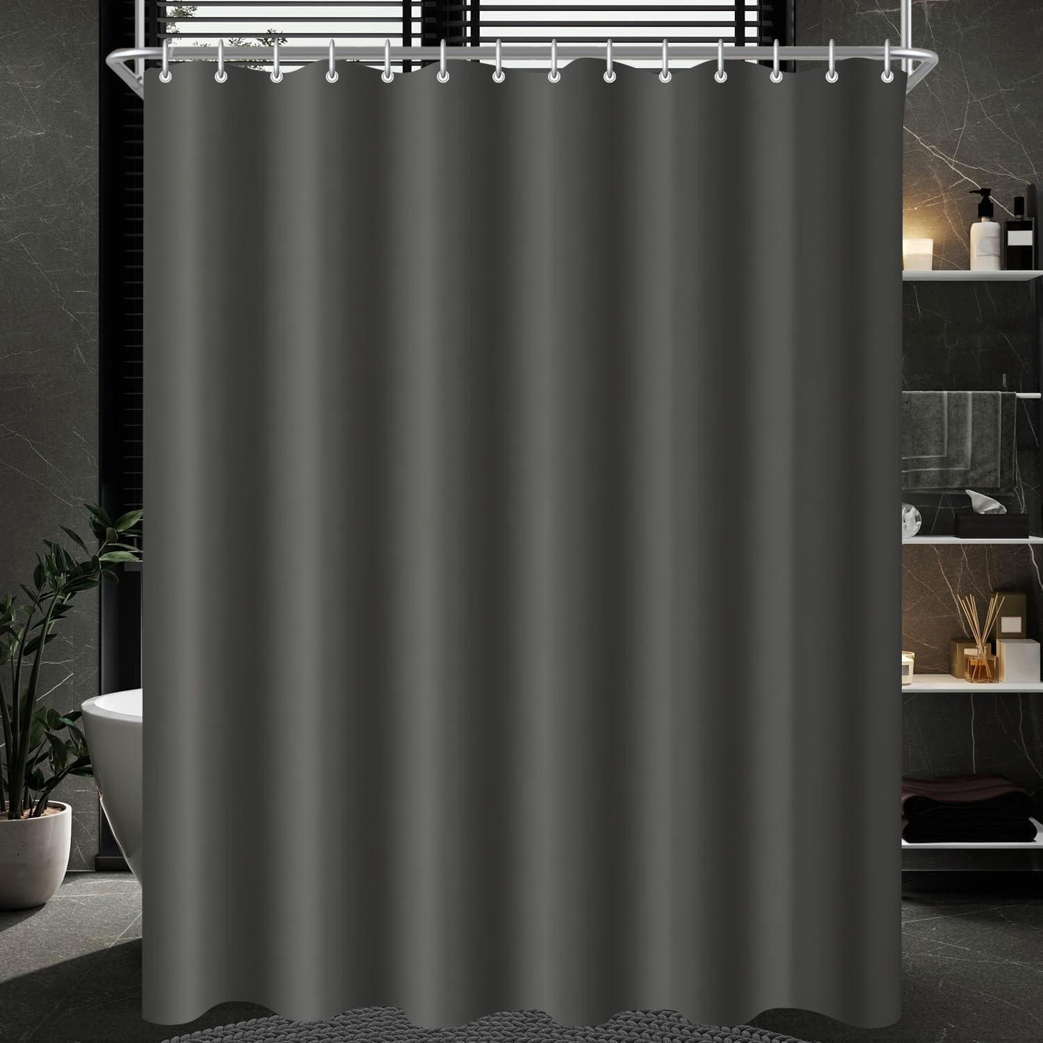 DUSCHVORHANG 100 x 180 cm Dunkelgrau Wasserabweisend Antischimmel Polyester - Anthrazit, Textil (100/180cm)