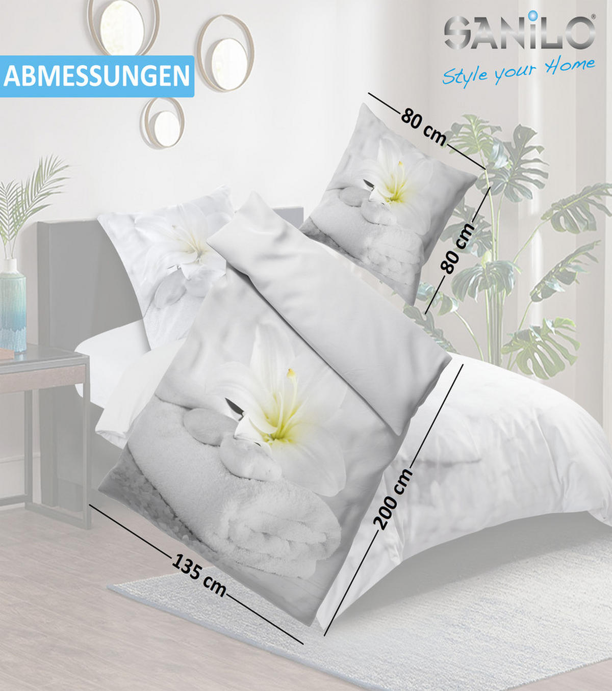 BETTWÄSCHE 2-teilig Good Feeling - Grau, Naturmaterialien (135/200cm) - Sanilo