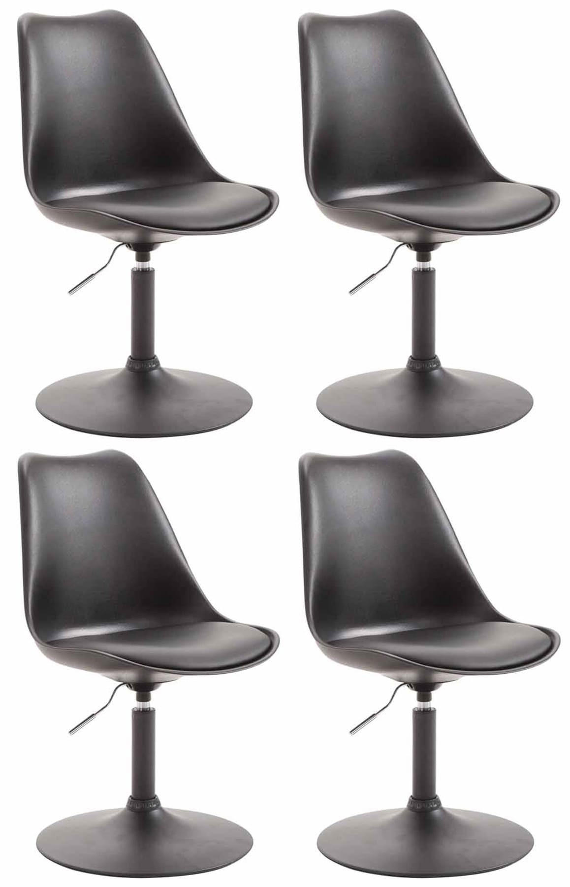 DREHSTUHL 4er Set Kunststoff schwarz - Schwarz, Kunststoff/Metall (48/76/57cm) - CLP