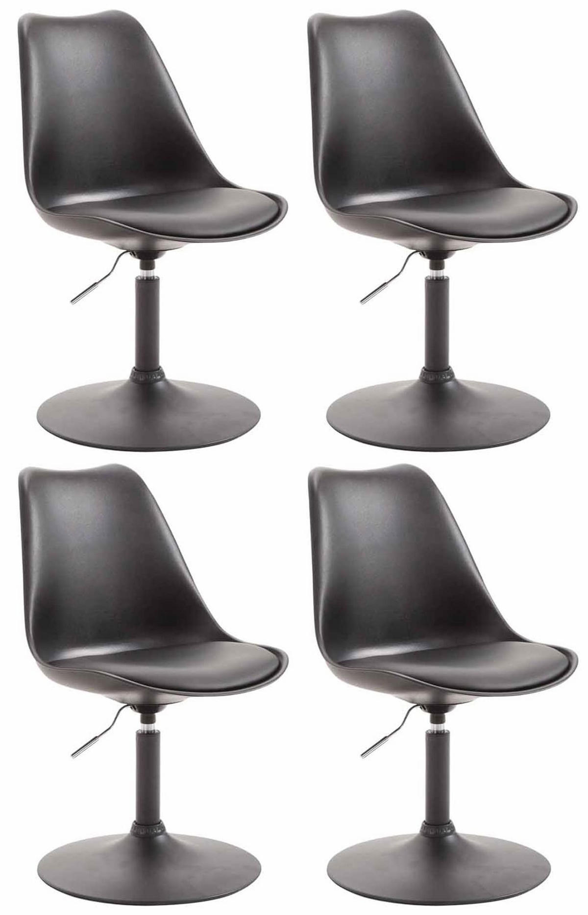 DREHSTUHL 4er Set Kunststoff schwarz - Schwarz, Kunststoff/Metall (48/76/57cm) - CLP