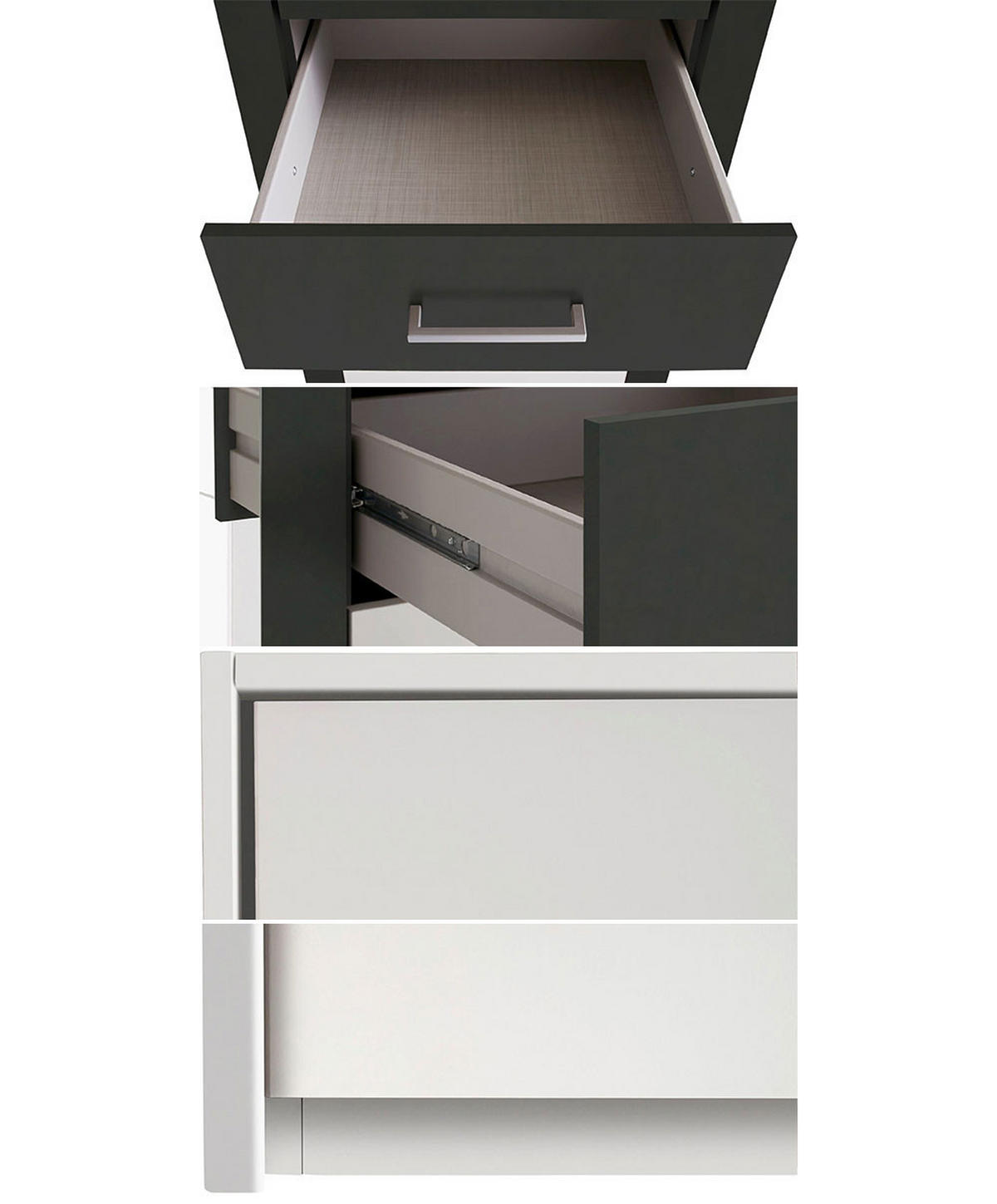 KLEIDERSCHRANK Diver weiß / graphit 225 / 58 / 207cm - Graphitfarben/Weiß, Holz/Holzwerkstoff (225/207/58cm) - Wimex