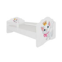 KINDERBETT Casimo weiß / Motiv Katze 88 / 164 / 63cm - Pink/Weiß, Holz/Holzwerkstoff (80/160cm) - Feldmann-Wohnen