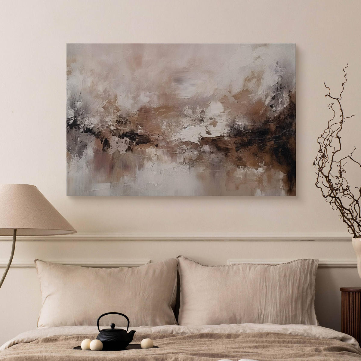 LEINWANDBILD Abstraktion Moderne Kunst 30/20 cm - Beige/Braun, Textil (30/20cm) - Muralo