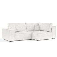 ECKSOFA AVION mit Schlaffunktion Creme im Neve Stoff - Creme/Schwarz, Holz/Holzwerkstoff (253/148cm) - AltaBeds
