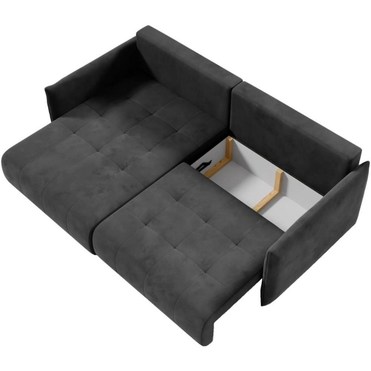 ECKSCHLAFSOFA Henry Mini dunkelgrau links - Dunkelgrau/Schwarz, Kunststoff/Textil (221/153cm) - Beautysofa