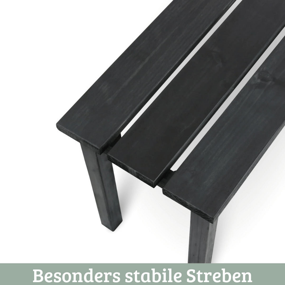 GARTENBANK wetterfest Holz LYDIA 3 Sitzer Schwarz - Schwarz, Holz (118/43.5/33cm) - DELUKE