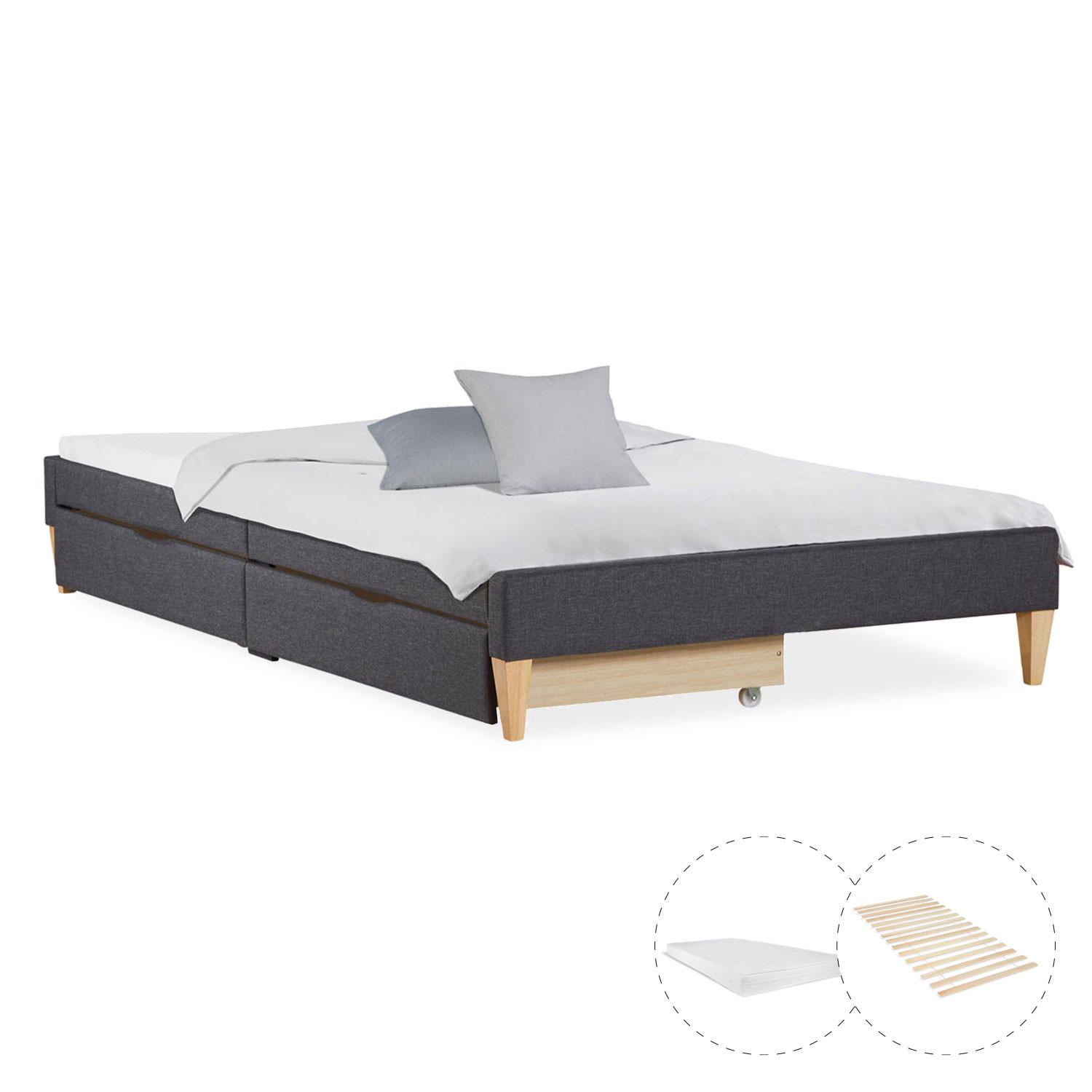 Homestyle4u Polsterbett Grau 90x200 cm