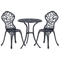 BISTROSET DE-07356 für 2 Personen mit Tisch und 2 Stühlen Schwarz - Schwarz, Metall - ComfortXL