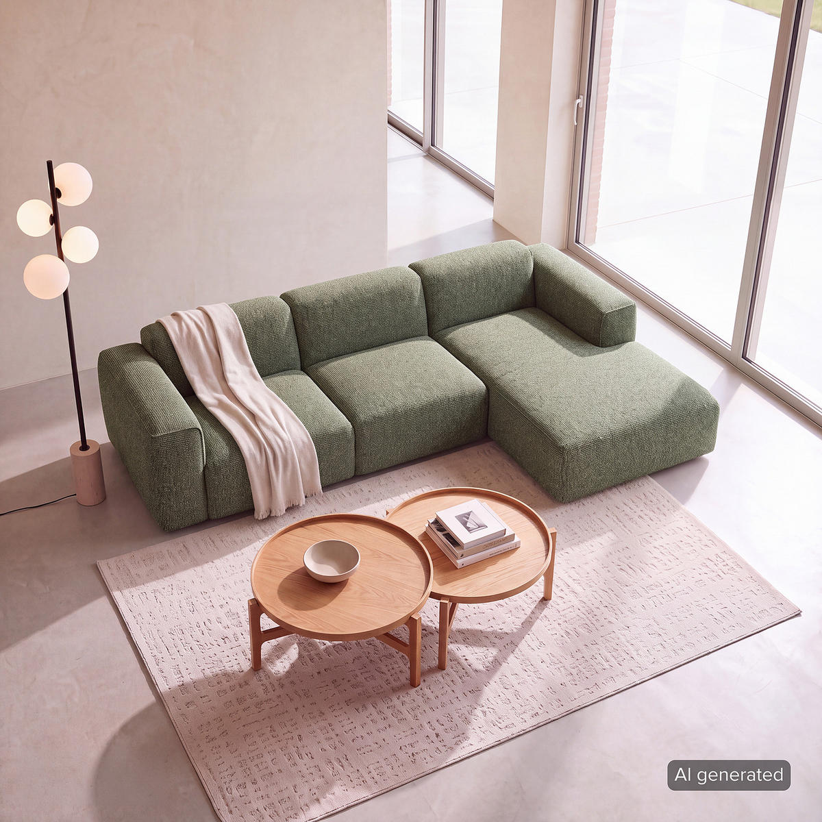 3-SITZER ECKSOFA mit Longchair - Schwarz/Grün, Kunststoff/Textil (284/173cm) - home24