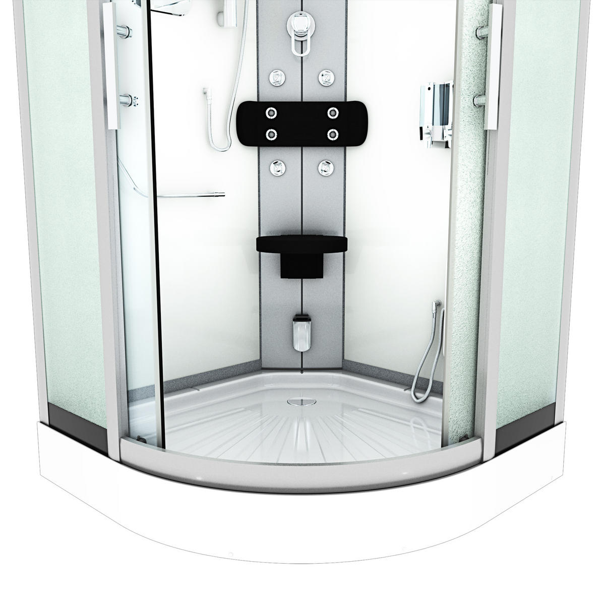 DAMPFDUSCHE Dusche D46-20M2-EC Weiß 100x100 - Weiß, Glas/Kunststoff (100/100/215cm) - AcquaVapore by Sandra Jentho