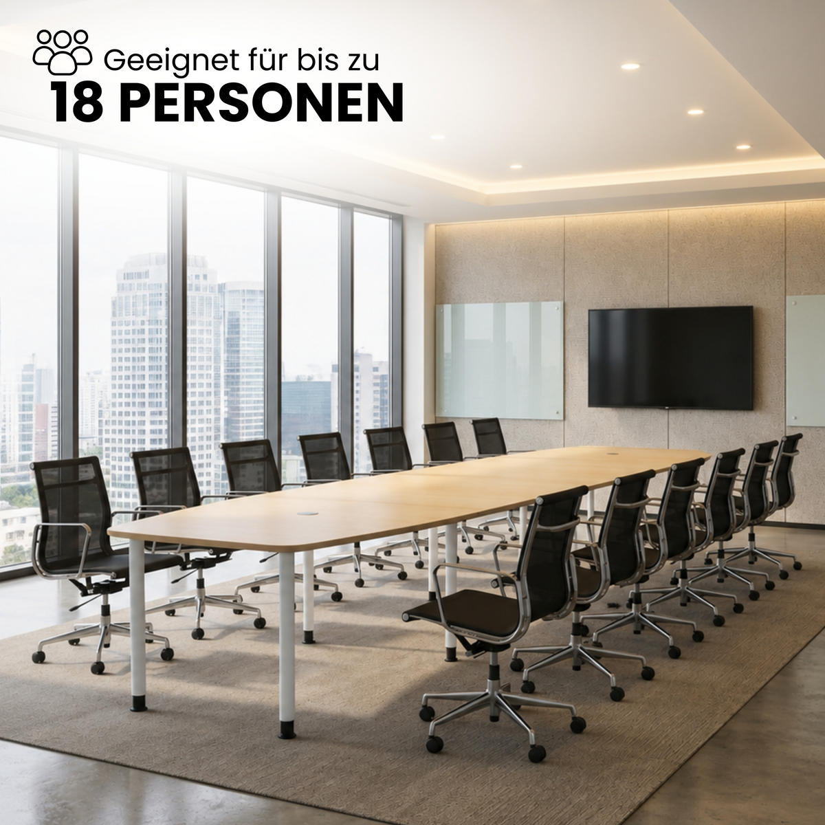 KONFERENZTISCH XXL KT52 130/520/74 cm in Eichefarben/Säule in Silberfarben - Eichefarben/Silberfarben, Holzwerkstoff (130/520/74cm) - bümö