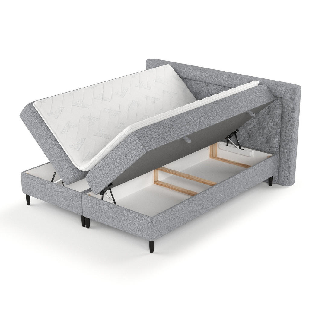 Thumbnail - Maison de Reve Boxbett, Grau, Textil, Buche, Kiefer, H3, Höhe ca. 19 cm, 140x200 cm, Oeko-Tex® Standard 100, Reach, FSC ...