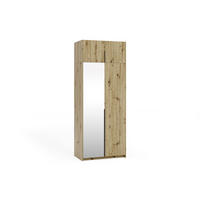 DREHTÜRENSCHRANK THALIA 100/250/58cm 2-türig mit Spiegel Eiche Artisan - Eiche Artisan, Holzwerkstoff (100/250/58cm) - MASSENO