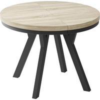 ESSTISCH Lume runder ausziehbarer, Sonoma Eiche 100-150/100/76 cm - Schwarz/Braun, Holz/Holzwerkstoff (100/150/76cm) - WFL GROUP