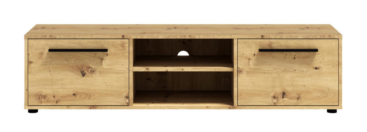 TV-SCHRANK Modena 150cm in der Farbe Eiche Artisan - Schwarz/Eiche Artisan, Holzwerkstoff/Kunststoff (150/38/40cm) - Ravio