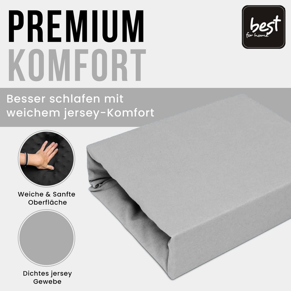 SPANNBETTLAKEN 160/200 cm, Jersey Elastisch 100 % Baumwolle Silber - Grau, Textil (160/200cm) - Best For Home