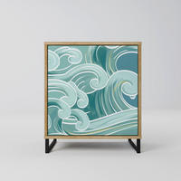 SIDEBOARD ASIAN SWAY, Eichefarben, 57,5x42x67,5 cm, Schwarze Metall-Rahmenfüße - Eichefarben/Multicolor, Holzwerkstoff/Metall (57.5/67.5/42cm) - SpaceRebels