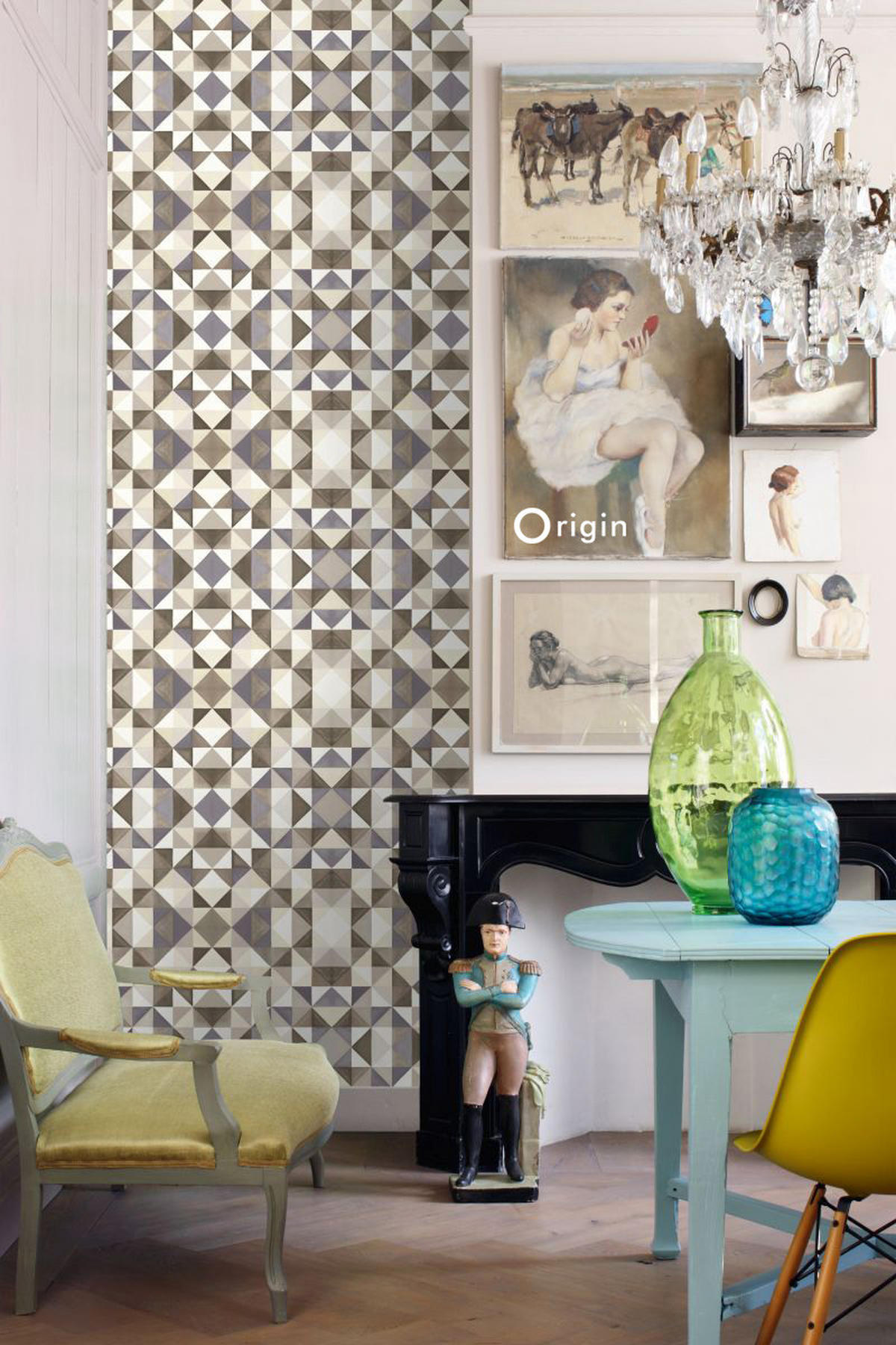 TAPETE kubistisches Muster 53 cm x 10.05 m - Braun, Papier (53/1000cm) - Origin Wallcoverings
