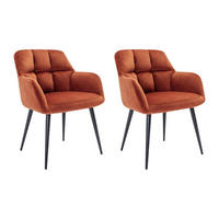 STUHL mit Armlehnen 2er-Set - Samt & Metall - Terracotta - PEGA - Braun, Textil (62/78/58.5cm) - Pascal Morabito