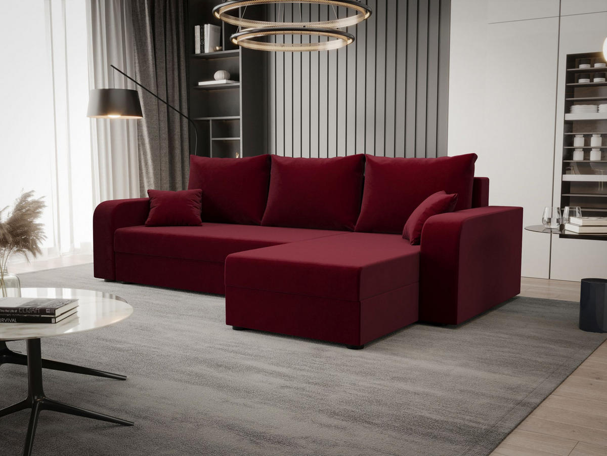 ECKSOFA HEWLET L BIS Itaka 34 Rechts mit Schlaffunktion - Bordeaux, Textil (240/140cm) - Bedante