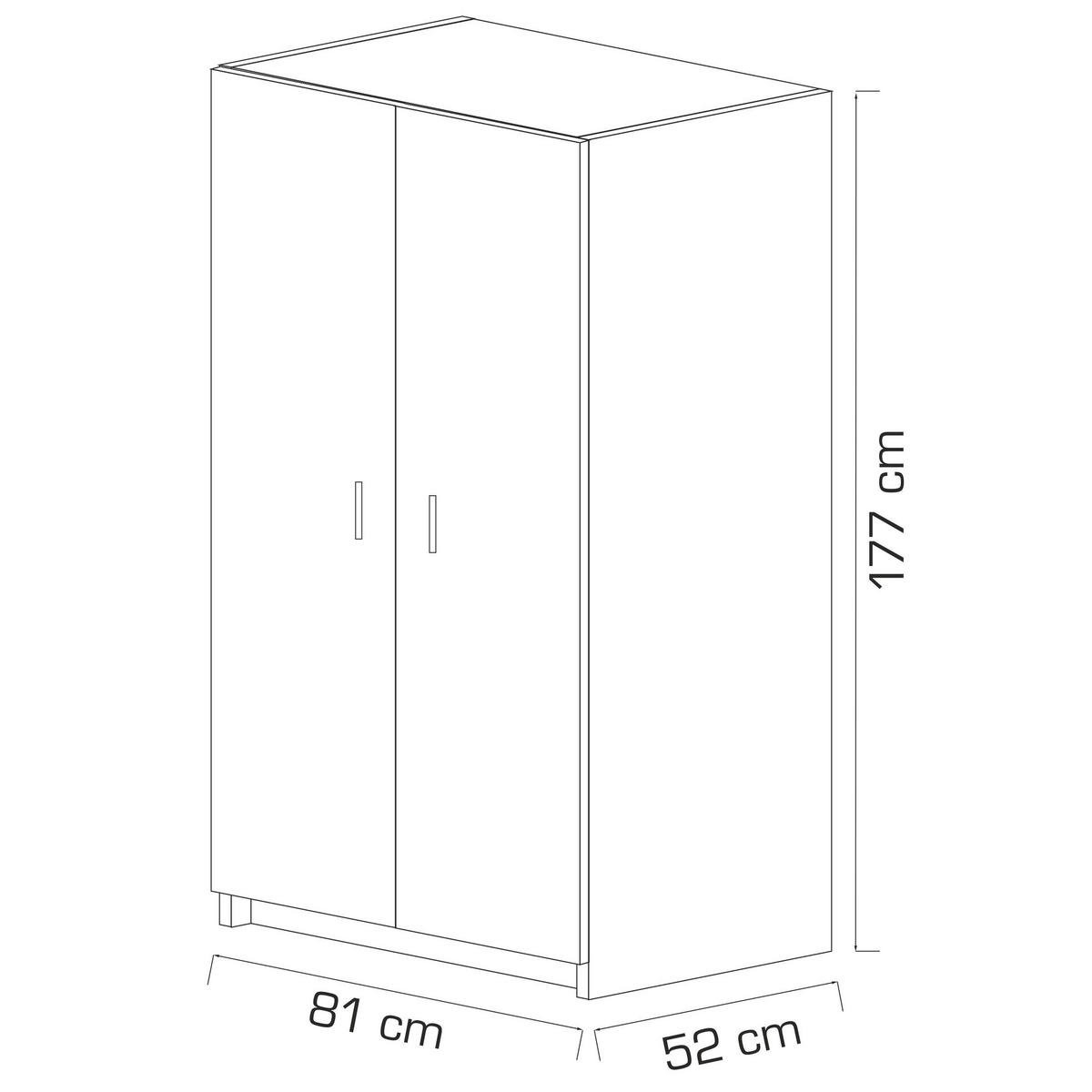 DREHTÜRENSCHRANK PINELLO 81/177/52cm 2-türig Eiche Artisan - Eiche Artisan, Holzwerkstoff (81/177/52cm) - MASSENO