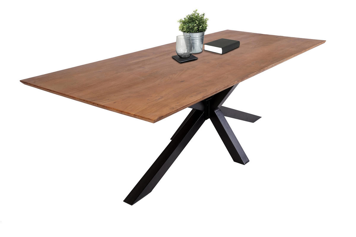 ESSTISCH ABBY - Schwarz/Braun, Holz/Metall (80/140/77cm) - SAM