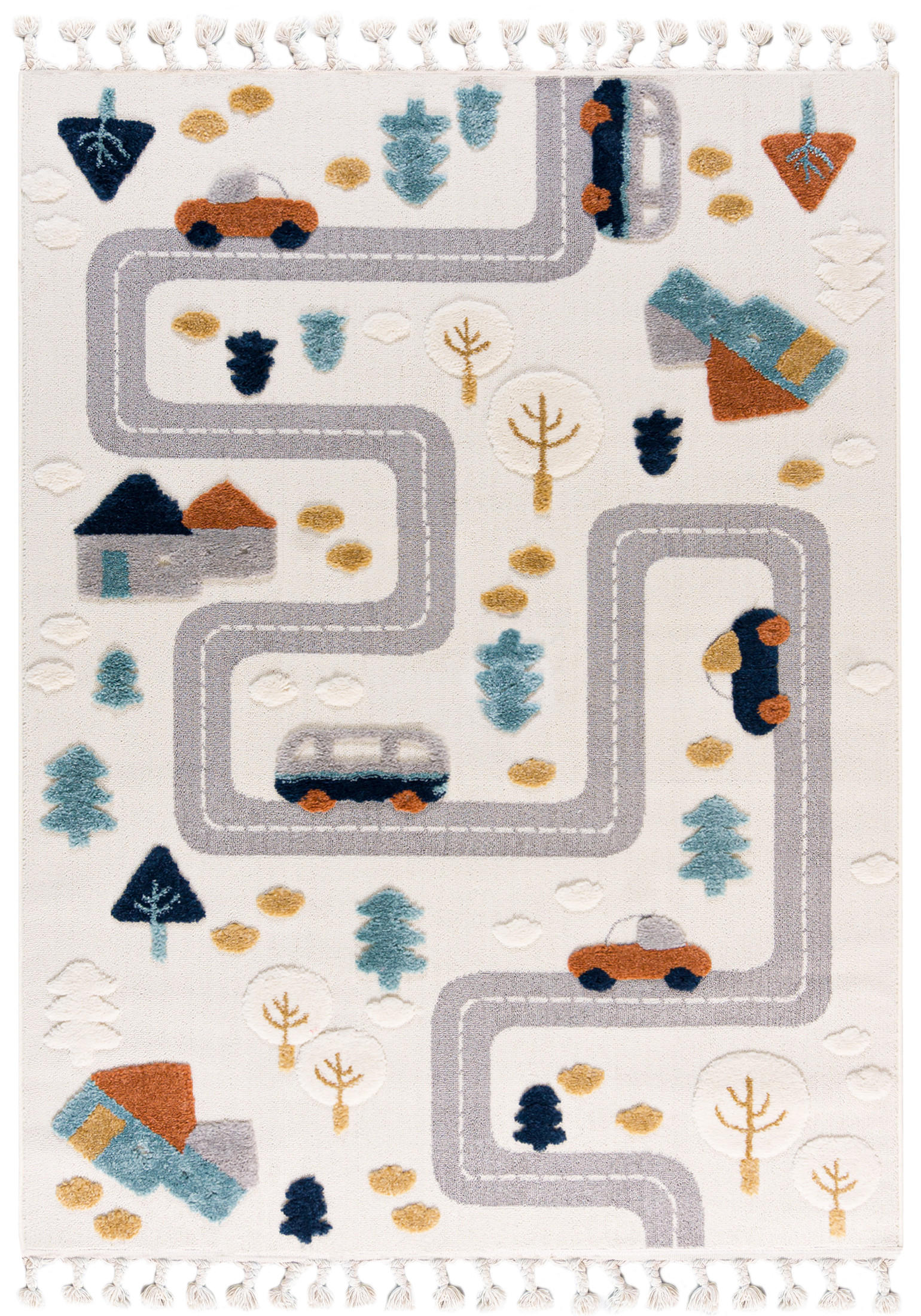 KINDERTEPPICH Beige Auto, Straßen - Mittelflor Rechteckig Weich 160 x 230 cm - Beige/Multicolor, Textil (160/230cm) - Mazovia