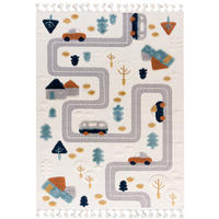 KINDERTEPPICH Beige Auto, Straßen - Mittelflor Rechteckig Weich 160 x 230 cm - Beige/Multicolor, Textil (160/230cm) - Mazovia