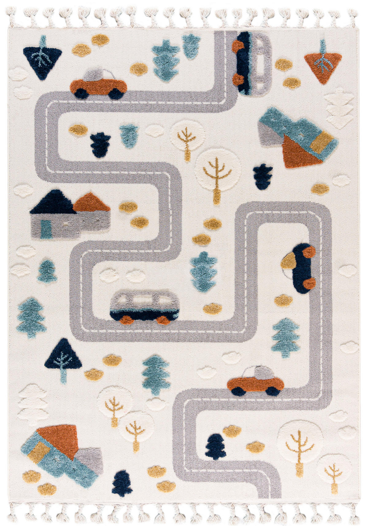 KINDERTEPPICH Beige Auto, Straßen - Mittelflor Rechteckig Weich 160 x 230 cm - Beige/Multicolor, Textil (160/230cm) - Mazovia