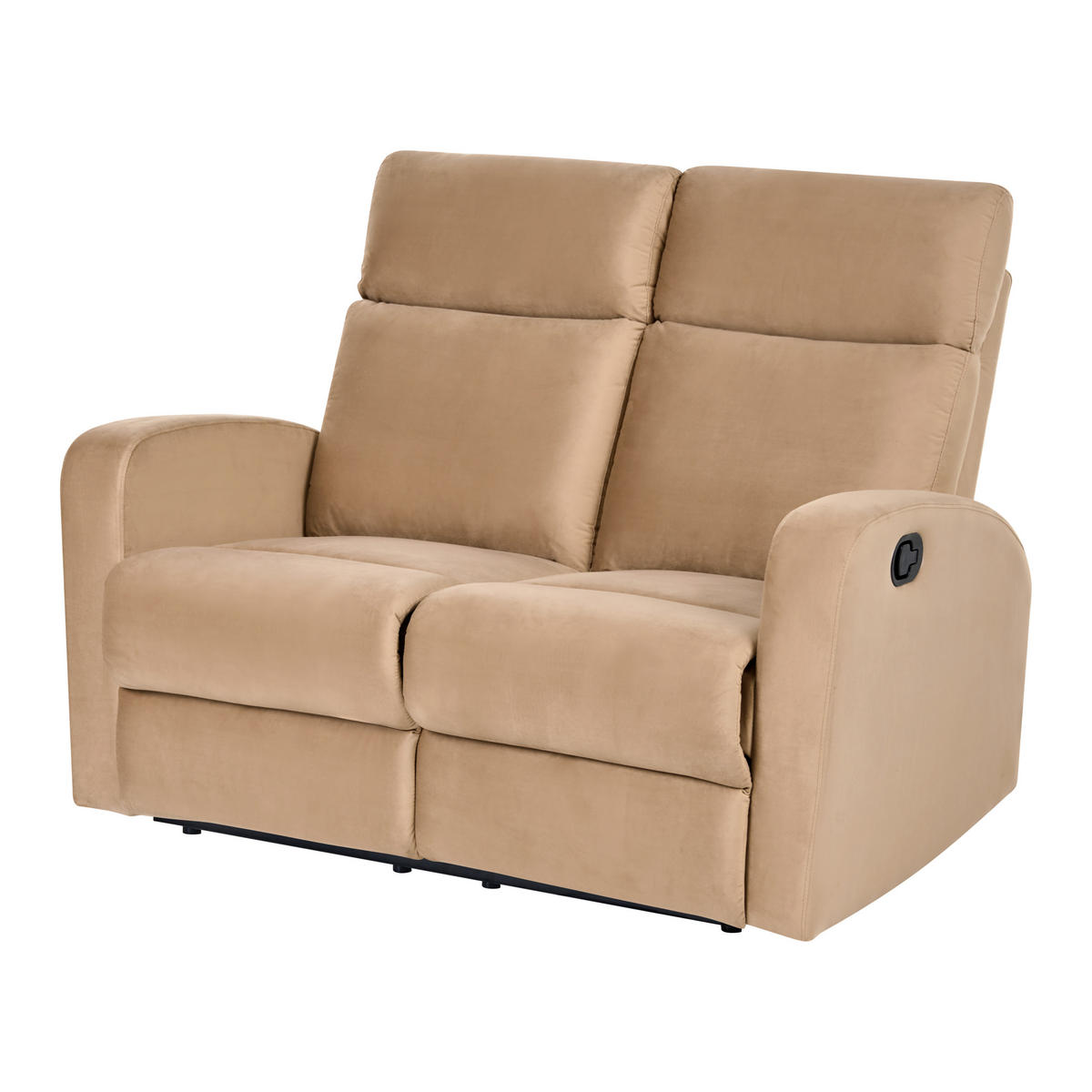 SOFA manuell verstellbar 2-Sitzer Samtstoff Hellbraun Verdal - Hellbraun/Braun, Textil (133/100/73cm) - Beliani