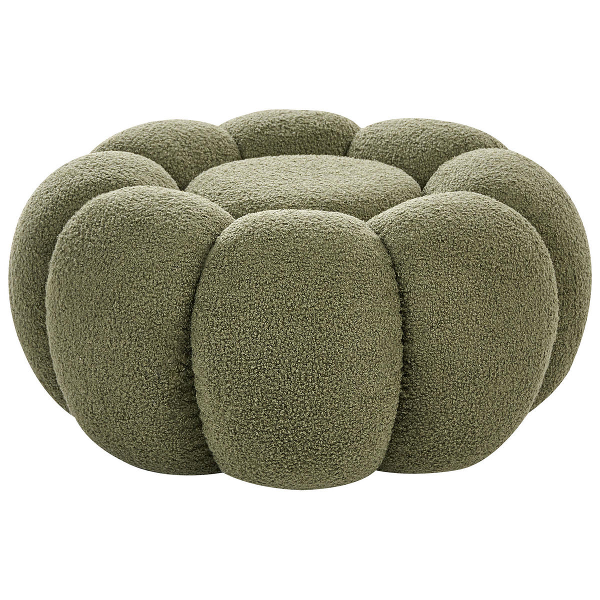 POUF bouclé verde Beaufort - maro deschis, material textil (60/27/60cm) - Beliani