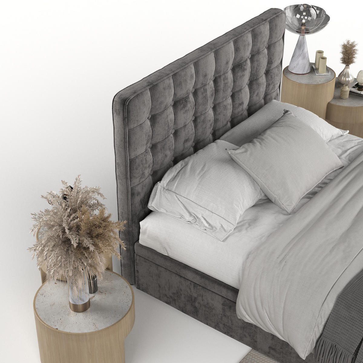 POLSTERBETT Celestia mit Stauraum 160/200 cm Stahl im Lotta Stoff - Schwarz/Graphitfarben, Holz/Holzwerkstoff (160/200cm) - AltaBeds