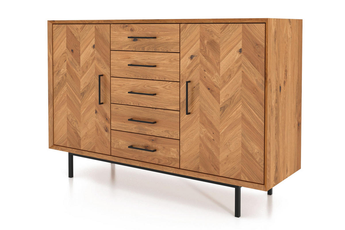 KOMMODE BREIT LEON Wildeiche - Wildeiche, Holz (144/95/45cm) - byoak