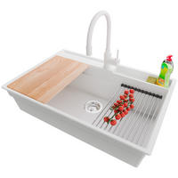 GRANITSPÜLE Oslo Pocket, 2-er set Weiß 78/53 cm 1 Becken + Küchenarmatur 38/14 cm + Ablauf-Set + Küchenzubehörset ab 80er Unterschrank - Chromfarben/Beige, Kunststoff (78/20/53cm) - Primagran