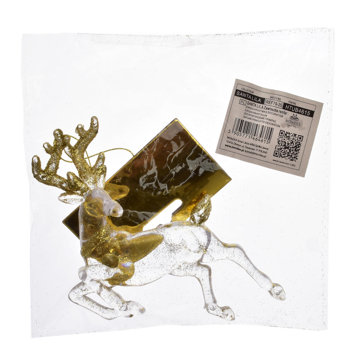 WEIHNACHTSANHÄNGER Santa Lila Rentier Transparent Acryl - Goldfarben, Kunststoff (7/2.5/10cm) - Mondex