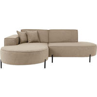 ECKSOFA Hana Loft 3-Sitzer Ecke Links, Boucle, Dunkelbeige 241/80/168 cm - Sandfarben/Schwarz, Textil/Metall (241/168cm) - WFL GROUP