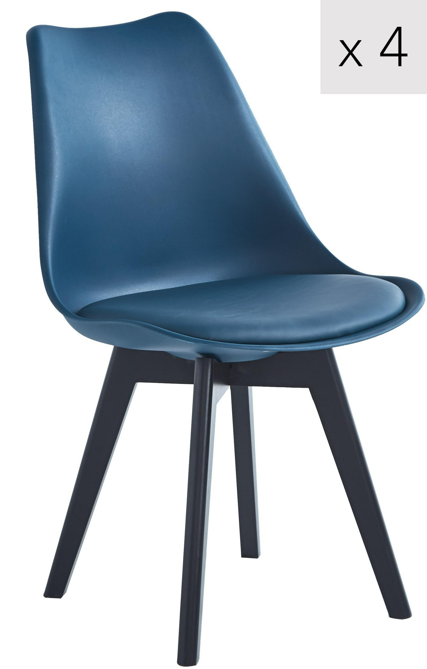 STUHL 4er-Set Polypropylen Blau - Blau, Kunststoff (49/84/53cm) - Nordlys
