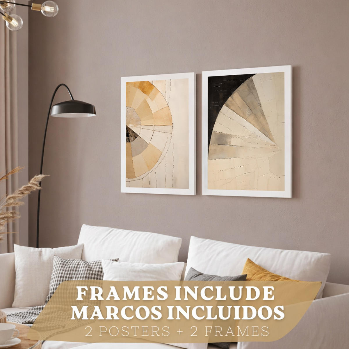 PLAKAT Sada 2 Black Abstract A3 Bílý rám - bílá, papír (29.7/1/42cm) - Nacnic