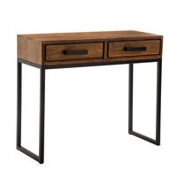 KONSOLENTISCH – Massivholz/Metall, schwarz, mit Schubladen, Industrial-Stil - Schwarz/Braun, Holz/Metall (36/90/77cm) - KADIMA DESIGN