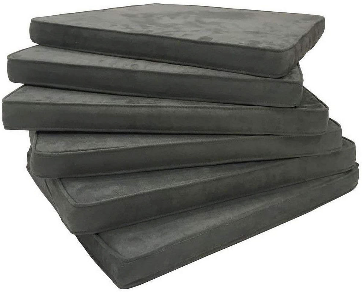 SITZKISSEN Larissa MFg 6 Set - Grau, Textil (42/46/4cm) - Sedex