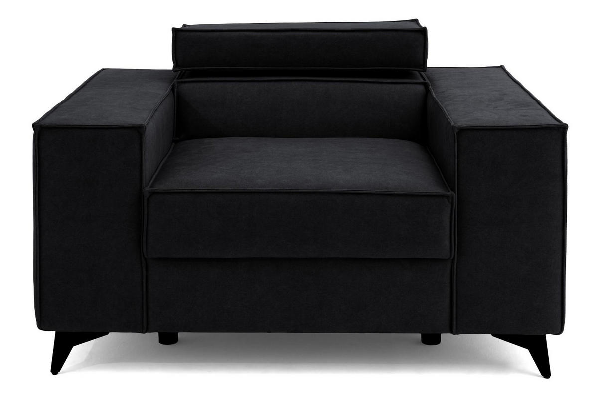 SESSEL PURE mit verstellbare Kopfstütze Velours Graphit - Graphitfarben/Schwarz, Holz/Textil (174/94/99cm) - Muffo
