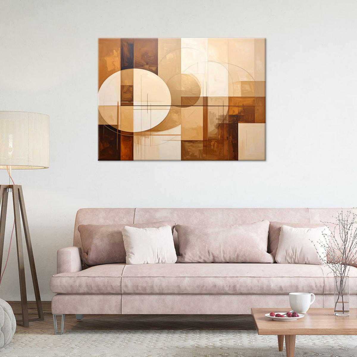 LEINWANDBILD 3D und geometrisch 90x60cm - Beige, Textil (90/60cm) - Feeby