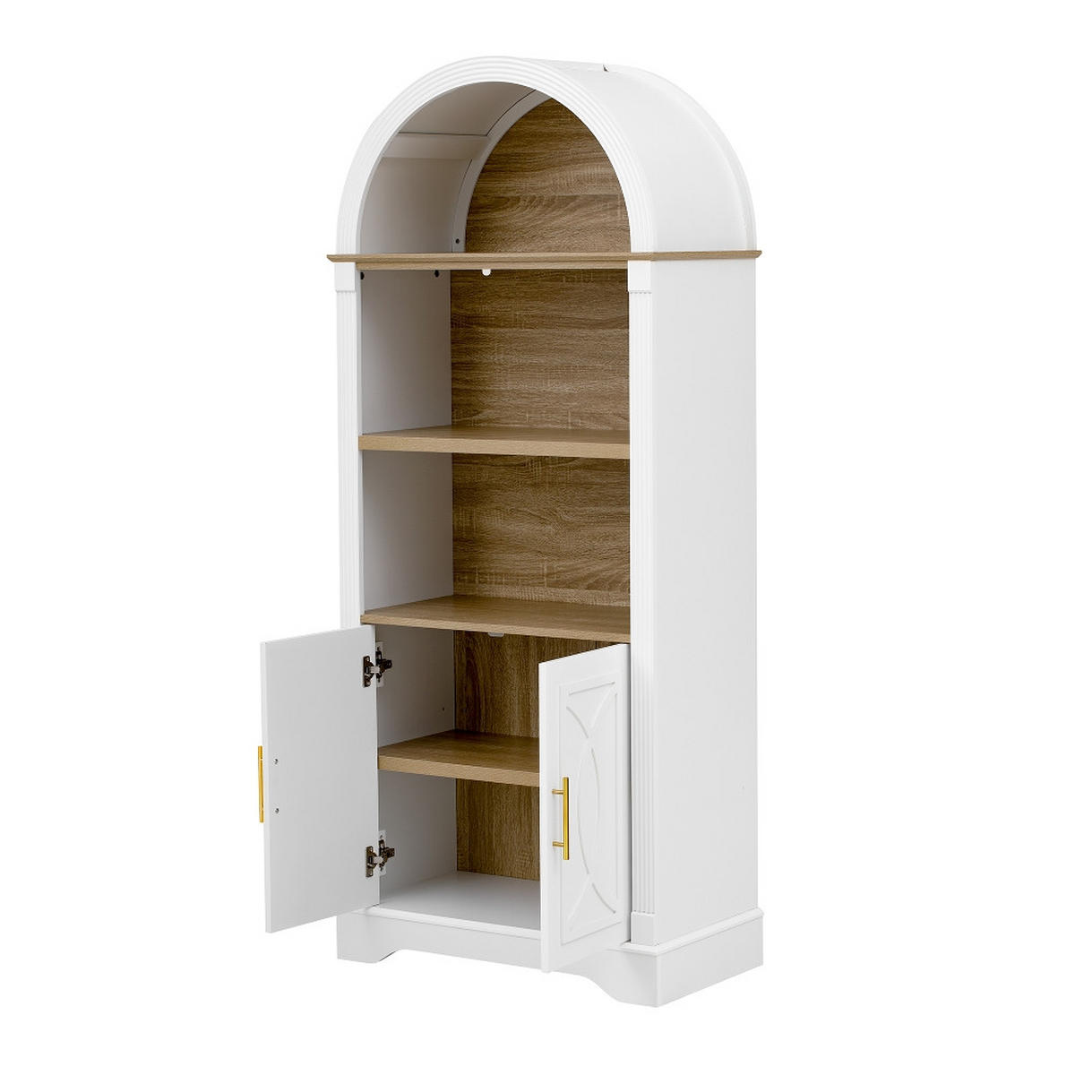 KÜCHENSCHRANK mit LED BELEUCHTUNG, Buffetschrank mit VERSTELLBAREN REGALBÖDEN, Esszimmerschrank, 76,2/40,1/180 cm - Weiß, Kunststoff (40.1/180/76.2cm) - Rolipo