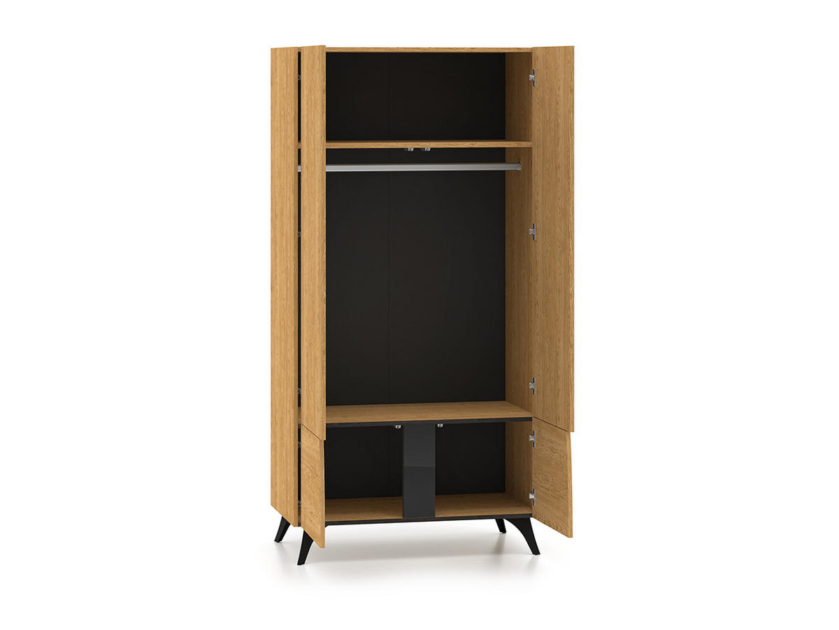 GARDEROBENSCHRANK Toscania Eiche / Schwarz 95 / 53 / 190cm - Eichefarben/Schwarz, Holz/Holzwerkstoff (95/190/53cm) - Feldmann-Wohnen
