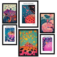 POSTER Set Mit 6 Kusama Kürbis A3 & A4 Schwarzer Rahmen - Schwarz, Papier (29/3cm) - Nacnic